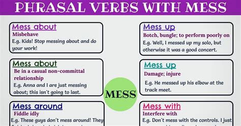 17 Phrasal Verbs With Mess Mess Around Mess Up Mess With