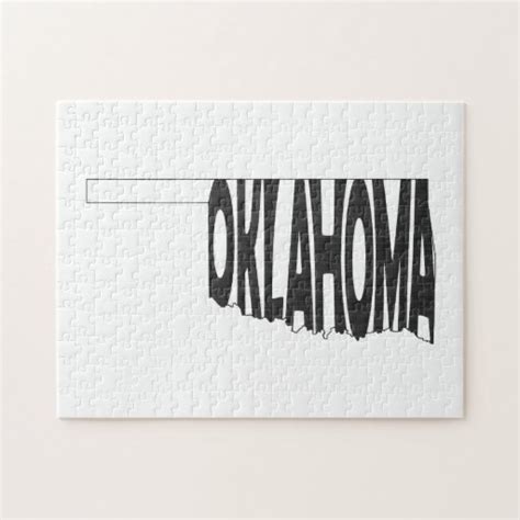 Oklahoma State Name Word Art Black Puzzle Zazzle