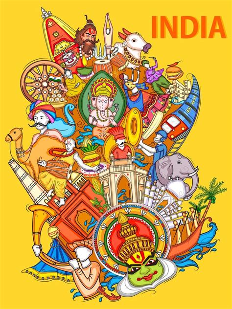 Indian Collage Illustration Showing Culture Tradition And Festival Of