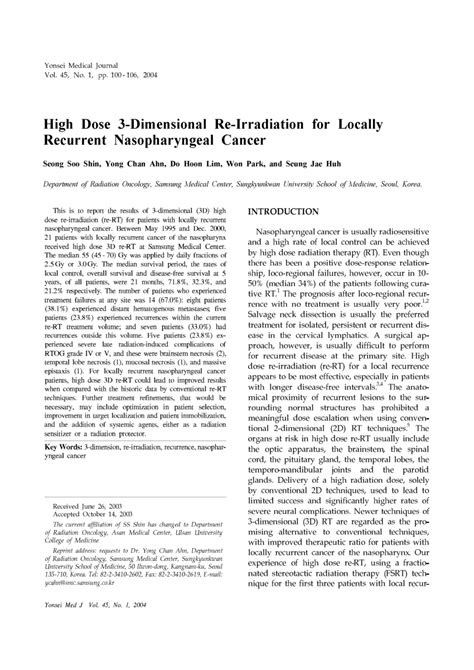 Pdf High Dose 3 Dimensional Re Irradiation For Locally Recurrent