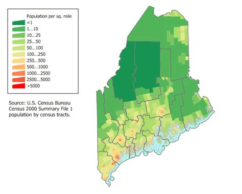 Map Of Maine Map Population Density Online Maps