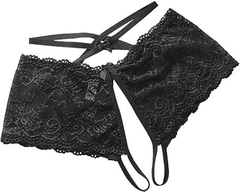 Crotchless Panties For Women Sexy Slutty Floral Lace Open File Temptation Plus Size