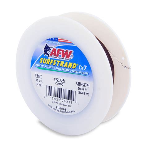 Afw Surfstrand Bare 1x7 Stainless Steel Leader Wire Camo 5000
