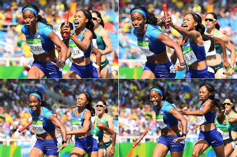 Alyssa simon, jenni kruse, sam richard, and jordan simon run qualifying round of 4 x 100 meter relay at 2012 drake relays. US women to re-run 4×100-meter relay after obstruction