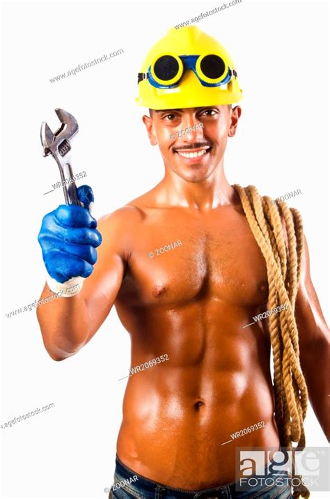 Naked Construction Worker On White Stock Photo Picture And Royalty Free Image Pic Wr