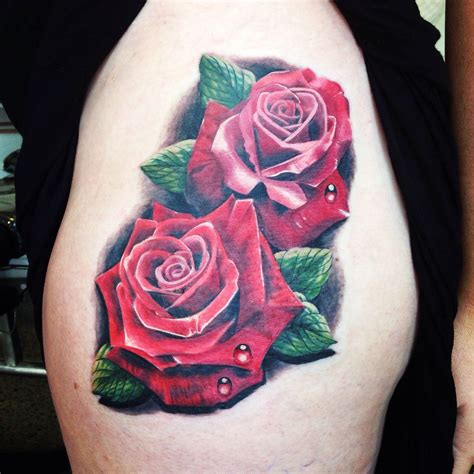 Red Rose Tattoo On Thighhip By Ash Gravino So Overly Happy With The