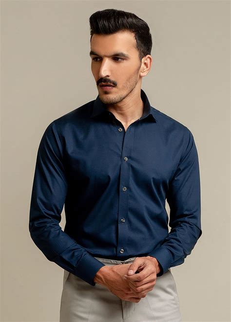 Brumano Cotton Formal Shirts For Men Navy Blue Super Fine Formal