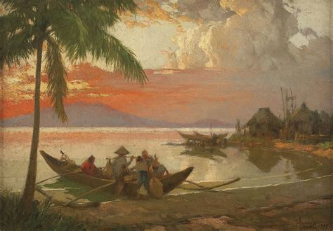 Fernando Amorsolo Sunset At Manila Bay 1937 Art Day Asian Art