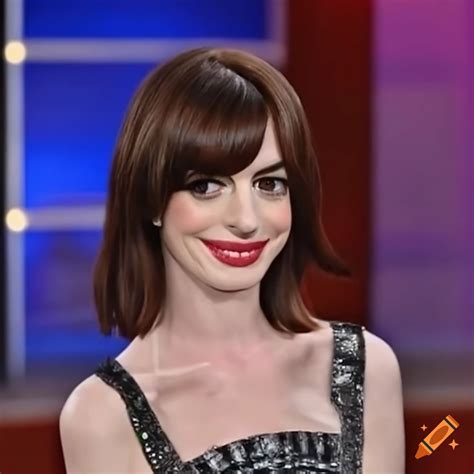 Anne Hathaway Getting Her Bangs Trimmed On A Talk Show