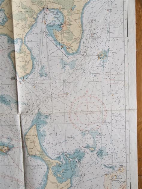 Vintage Maritime Chart Denmark Arhus Bay Nautical Navigational Sailing