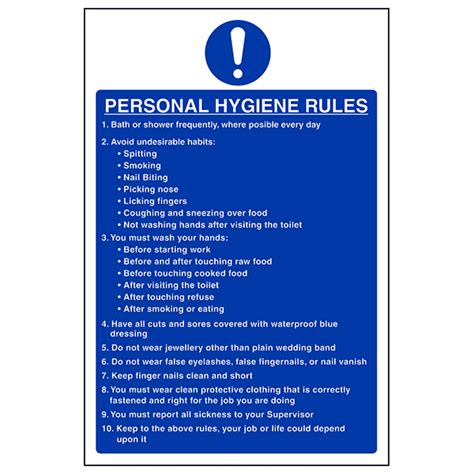 Personal Hygiene Rules Portrait Safety Signs 4 Less