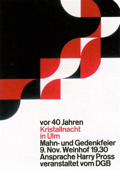 Aicher Kristallnacht In Ulm Poster 1978 Vintage Typography