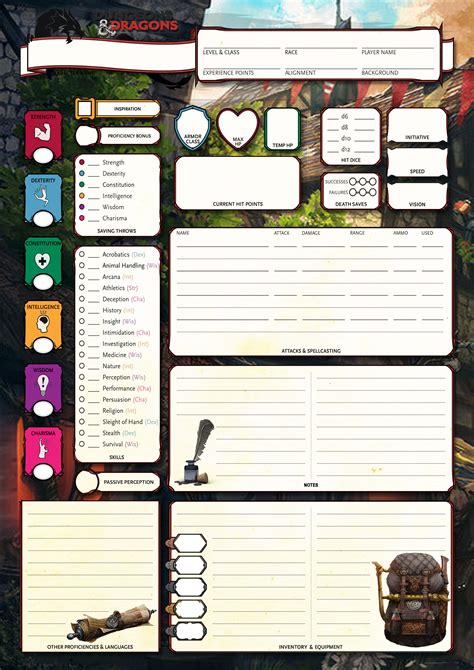 Dnd Fith Ed Form Fillable Character Sheet Printable Forms Free Online