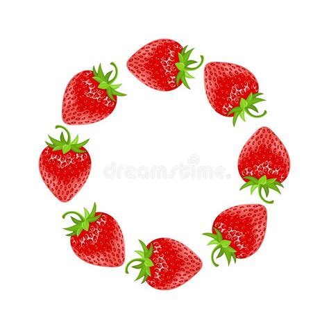 Strawberry Green Leaf Isolated On White Background Flat Style Stock