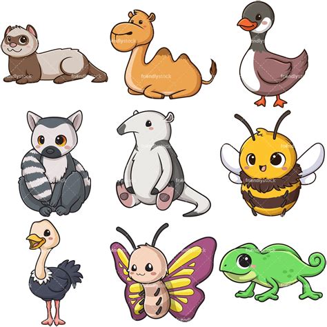 Kawaii Animals Clipart Bundle 7 Friendlystock