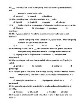 By the 1800s, people generally understood that offspring inherited traits from their parents. Mendel, Genetics, and Meiosis Pre-Assessment and Answers (Word) | TpT