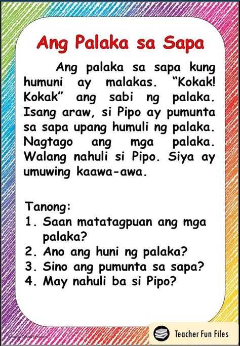 Filipino Reading Materials With Comprehension Questions Artofit