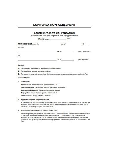 Compensation Agreement 11 Examples Format Pdf Examples