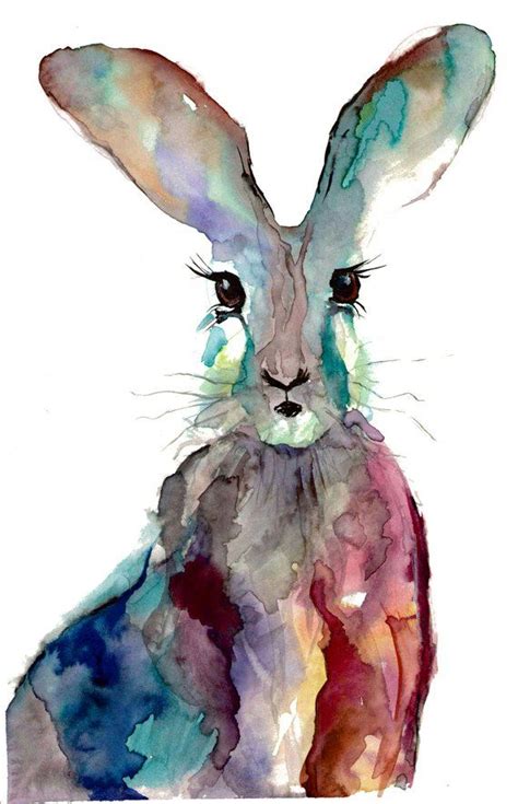 Rabbit Watercolor Painting Art Print Etsy Painting Watercolor