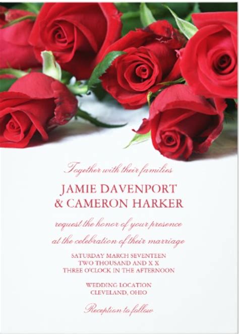 Red Rose Inspired Spring Wedding Invitations Floral Invitation