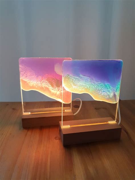 3d Resin Art Led Ocean Lamp Nautical Acrylic Night Light Beach Etsy