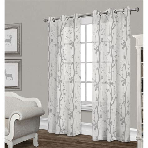 There's a refined balance in this room that's accomplished by having repeating elements. Corfu Sheer Curtain Panel- Dove Gray 84-in | At Home