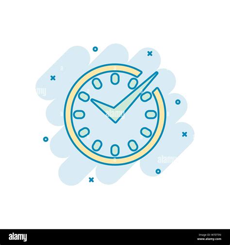 Real Time Icon In Comic Style Clock Vector Cartoon Illustration On White Isolated Background