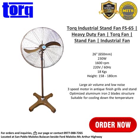 Torq Industrial Stand Fan Fs 65 Heavy Duty Fan Torq Fan Stand Fan