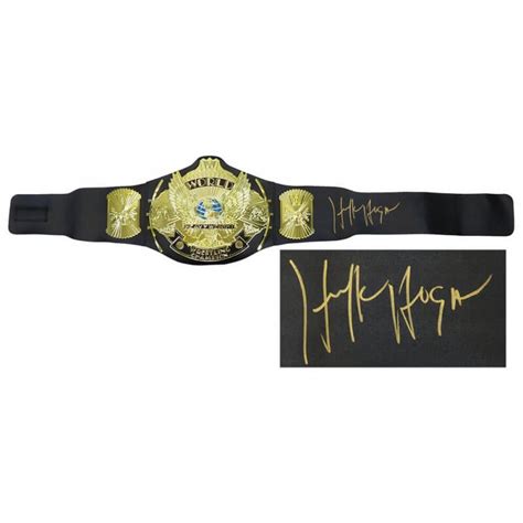 Hulk Hogan Signed Wwe World Heavyweight Champion Winged Eagle Black