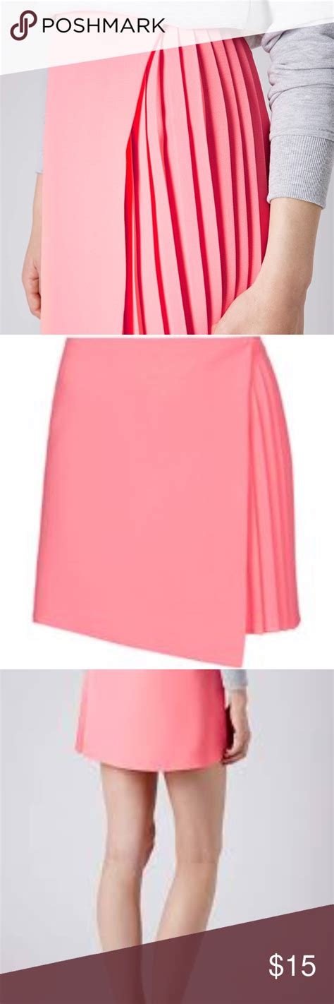 Topshop Pink Asymmetric Pleat Wrap Skirt Details