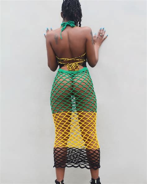 jamaican scoop neckline diamond mesh dress etsy