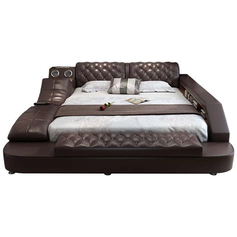 Simple Modern Master Bedroom Multi Function Massage Leather Bed In