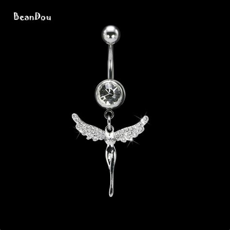 Fashion Lovely Angel Wing Dangle Belly Button Rings Navel Piercing