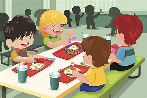 School Cafeteria Kids Illustrations Royalty Free Vector Graphics