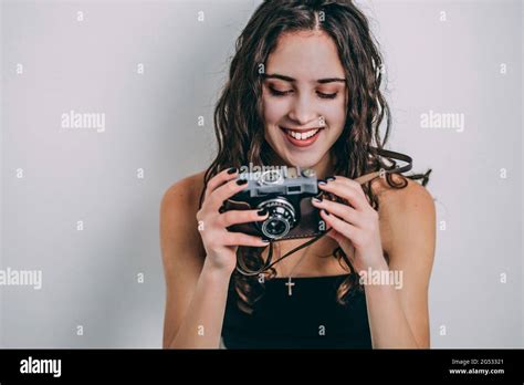 Girl Holding Film Camera Hi Res Stock Photography And Images Alamy