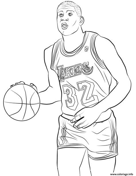 Coloriage Magic Johnson Dessin Basketball à Imprimer