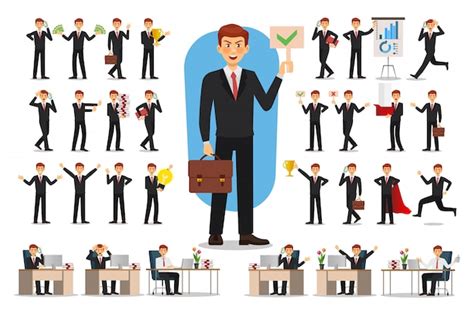 Premium Vector Set Of Businessman Character Design