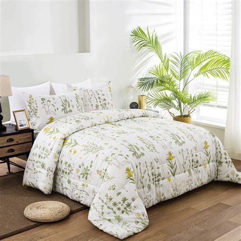 Botanical Comforter King Floral Duvet Set 3 Pieces Reversible Comforter