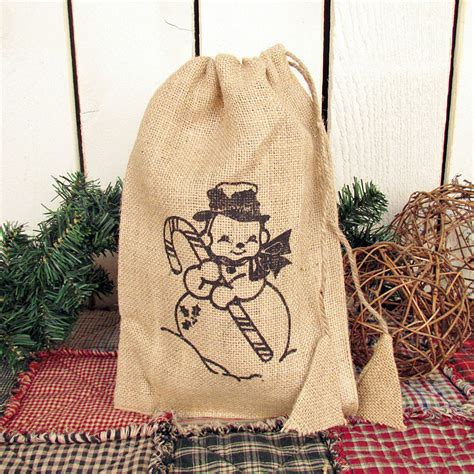 Christmas Burlap Drawstring Bags Set Of 3 Designs By Marilee Home