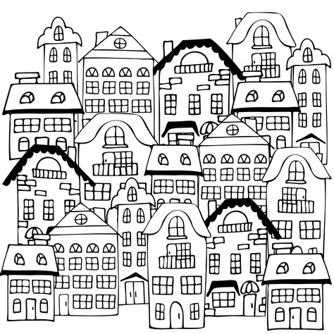 Premium Vector | Handdrawn sketch with town houses on a white