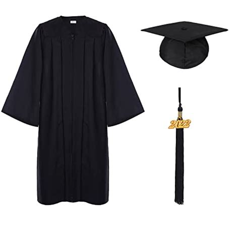 Ftyfty Unisex Adult Matte Graduation Cap And Gown Tassel Set Black 48