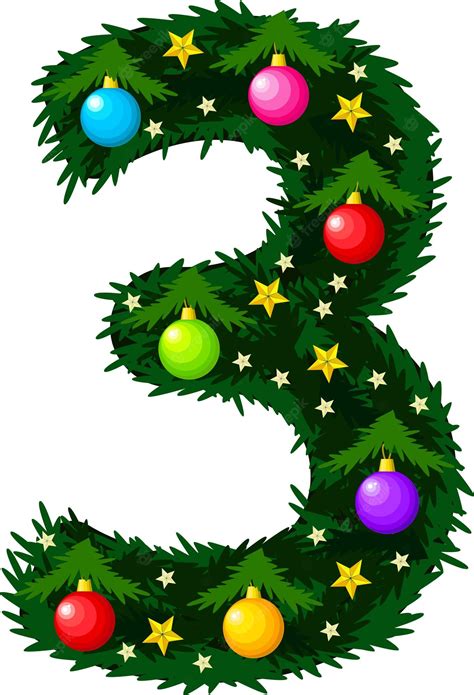 Número 3 Diseño Del Alfabeto Y Números Navideños árbol De Navidad Con
