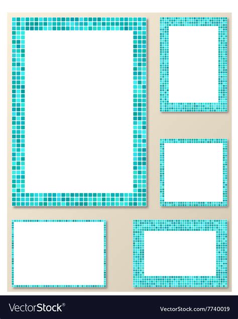 Light Blue Mosaic Page Layout Border Template Set Vector Image