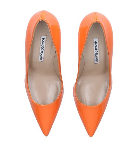 Manolo Blahnik Orange Leather BB Pumps Harrods UK