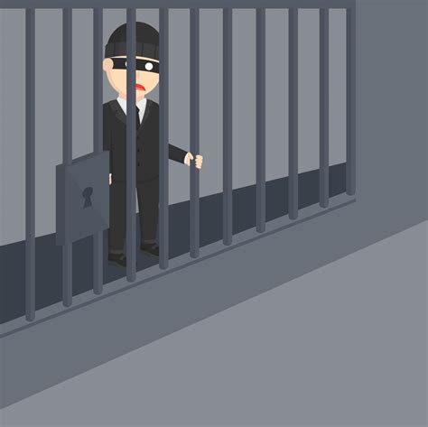 Businessman African Thief In The Jail Design Character 9841839 Vector Art At Vecteezy