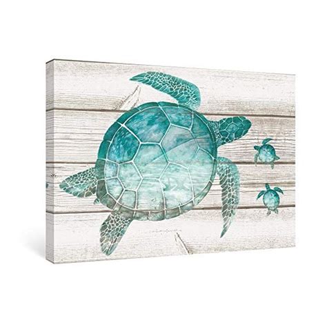 Amazon Com Sumgar Wall Art For Bathroom Green Sea Turtle Wall Decor