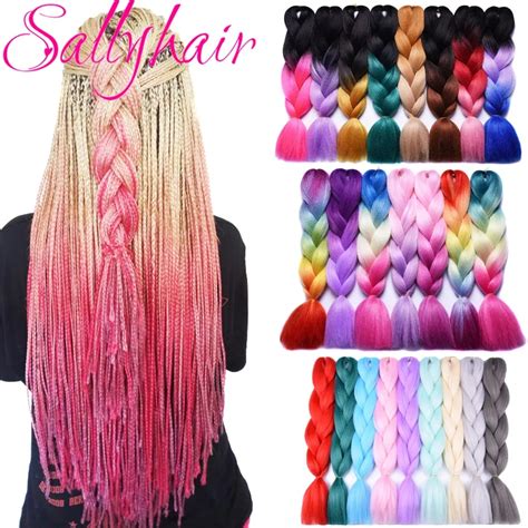 Sallyhair Blonde Pink Ombre Braiding Hair High Temperature Synthetic