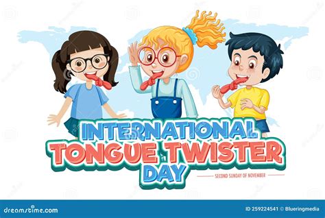 International Tongue Twister Day Banner Design Stock Vector Illustration Of Mouth Decorated