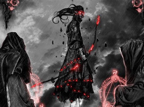 1364x768 Resolution Grim Reaper Wallpaper Archer Fantasy Art Red