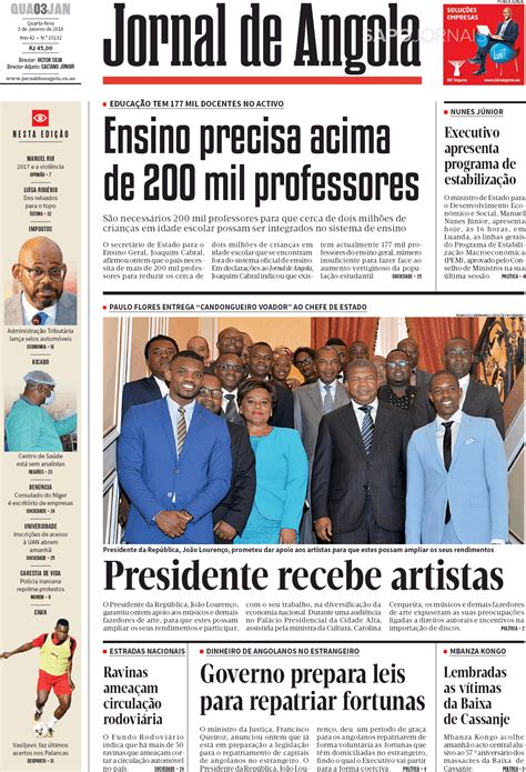 Jornal De Angola 3 Jan 2018 Jornais E Revistas Sapopt Última